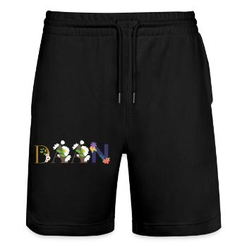 Nom DAAN décoré de fleurs - Short de jogging bio TRAINER Stanley/Stella unisexe - noir - Devant - Nik (191cm) & Marisol (170cm)