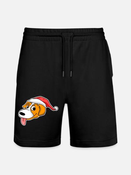 Christmas Dog Head Hat - Stanley/Stella Trainer Unisex Organic Jogging Shorts - black