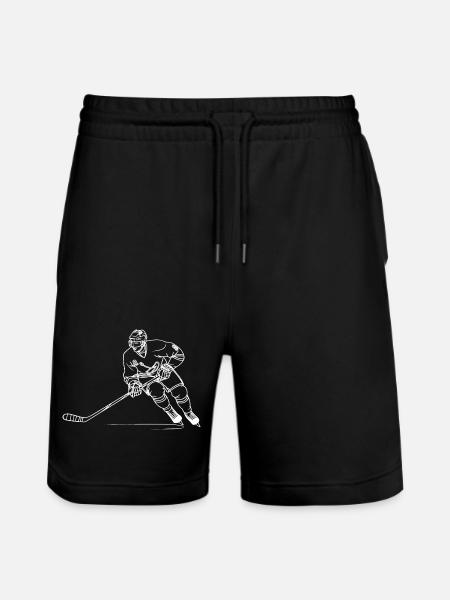Hockey Player Line Art - Stanley/Stella Trainer Unisex Organic Jogging Shorts - black
