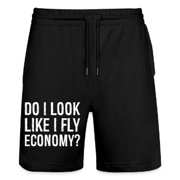 do I look like I fly economy - Stanley/Stella Unisex Bio Joggingshorts Trainer  - Schwarz - Vorne - Nik (191cm) & Marisol (170cm)