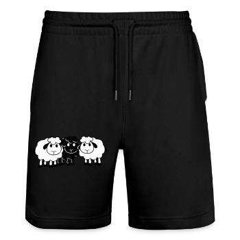 Schwarzes Schaf 3 Freunde Team Crew Schäfchen Süß - Stanley/Stella Unisex Bio Joggingshorts Trainer  - Schwarz - Vorne - Nik (191cm) & Marisol (170cm)