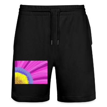 Flower - Stanley/Stella Trainer Unisex Organic Jogging Shorts - black - Front - Nik (191cm) & Marisol (170cm)