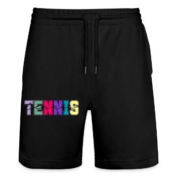 Tennisfarben - Geschenk für Tennisliebhaber - Stanley/Stella Unisex Bio Joggingshorts Trainer  - Schwarz - Vorne - Nik (191cm) & Marisol (170cm)
