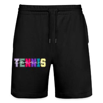 Tennisfarben - Geschenk für Tennisliebhaber - Stanley/Stella Unisex Bio Joggingshorts Trainer  - Schwarz - Vorne - Nik (191cm) & Marisol (170cm)