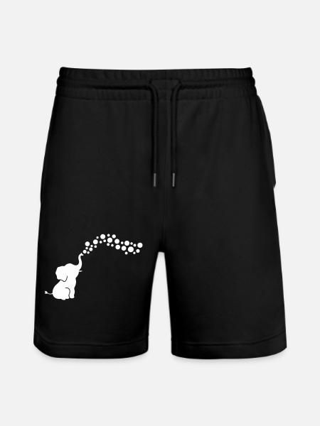 Playful Elephant Blowing Bubbles - Stanley/Stella Trainer Unisex Organic Jogging Shorts - black