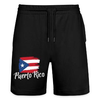 Drapeau de Porto Rico Coup de pinceau - Short de jogging bio TRAINER Stanley/Stella unisexe - noir - Devant - Nik (191cm) & Marisol (170cm)