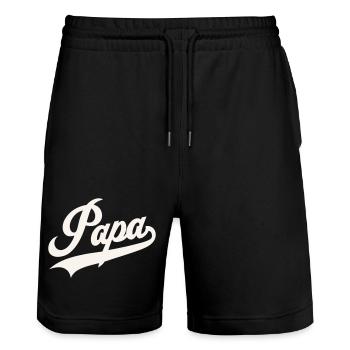 Script classique de Papa - Short de jogging bio TRAINER Stanley/Stella unisexe - noir - Devant - Nik (191cm) & Marisol (170cm)