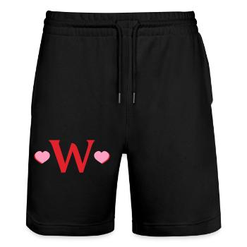 Buchstabe w Rote Herzen - Stanley/Stella Unisex Bio Joggingshorts Trainer  - Schwarz - Vorne - Nik (191cm) & Marisol (170cm)