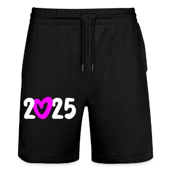 2025 Coeur Bonne Année Début Nouveau Départ Nouveau Départ - Short de jogging bio TRAINER Stanley/Stella unisexe - noir - Devant - Nik (191cm) & Marisol (170cm)