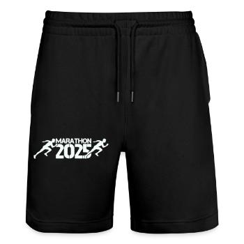 Marathon 2025 - Short de jogging bio TRAINER Stanley/Stella unisexe - noir - Devant - Nik (191cm) & Marisol (170cm)