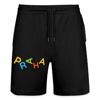 Colorful Prague Souvenir T-Shirt - Stanley/Stella Trainer Unisex Organic Jogging Shorts - black - Front - Nik (191cm) & Marisol (170cm)