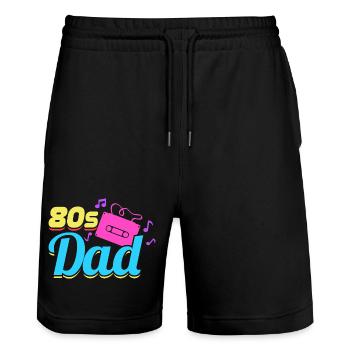 80er Jahre Vater - Stanley/Stella Unisex Bio Joggingshorts Trainer  - Schwarz - Vorne - Nik (191cm) & Marisol (170cm)
