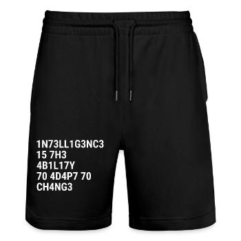 Intelligence is the ability to adapt to change Whi - Stanley/Stella Trainer Unisex Organic Jogging Shorts - black - Front - Nik (191cm) & Marisol (170cm)