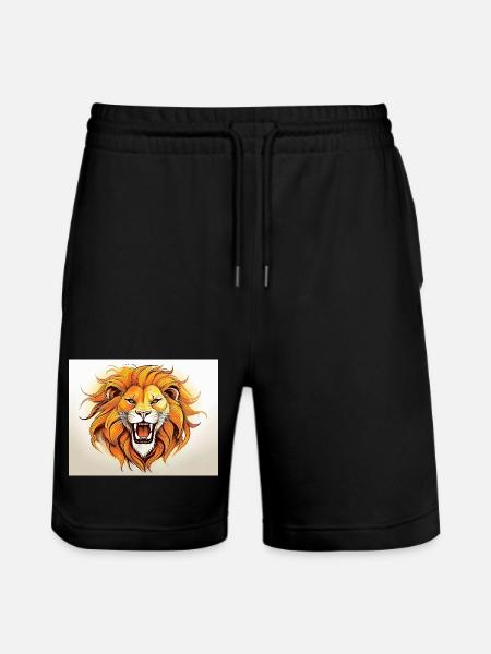 Majestic lion's head with flame mane - Stanley/Stella Trainer Unisex Organic Jogging Shorts - black
