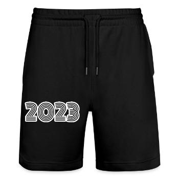 Rétro 2023 - Short de jogging bio TRAINER Stanley/Stella unisexe - noir - Devant - Nik (191cm) & Marisol (170cm)