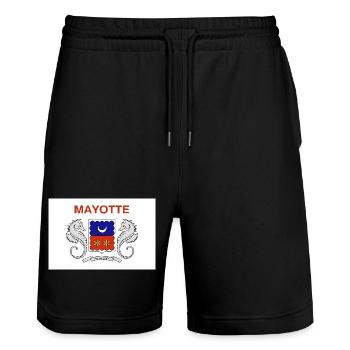 Mayotte - Stanley/Stella Trainer Unisex Organic Jogging Shorts - black - Front - Nik (191cm) & Marisol (170cm)