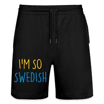 I'M SO SWEDISH Sweden Schweden - Stanley/Stella Trainer Unisex Organic Jogging Shorts - black - Front - Nik (191cm) & Marisol (170cm)