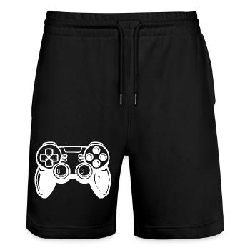 Manette de jeux vidéo - Short de jogging bio TRAINER Stanley/Stella unisexe - noir - Devant - Nik (191cm) & Marisol (170cm)