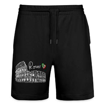 Rom Landmark Line Art T-Shirt - Stanley/Stella Unisex Bio Joggingshorts Trainer  - Schwarz - Vorne - Nik (191cm) & Marisol (170cm)