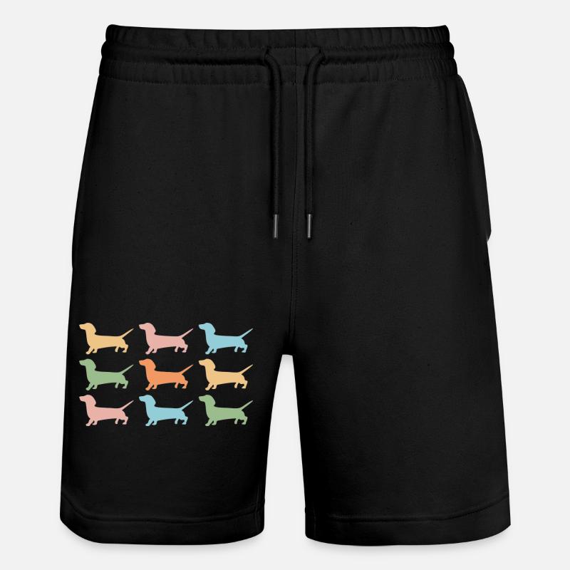 Bunte Dackel Silhouetten - Stanley/Stella Unisex Bio Joggingshorts Trainer - Schwarz
