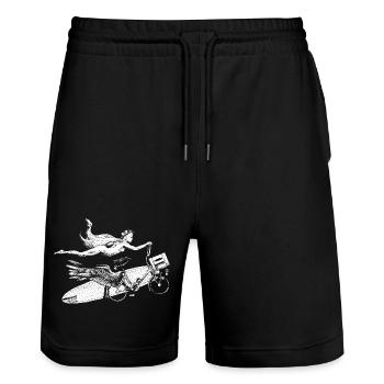 Flying Bike - Blanc - Short de jogging bio TRAINER Stanley/Stella unisexe - noir - Devant - Nik (191cm) & Marisol (170cm)