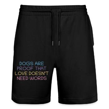 Dogs prove love without words - Stanley/Stella Trainer Unisex Organic Jogging Shorts - black - Front - Nik (191cm) & Marisol (170cm)