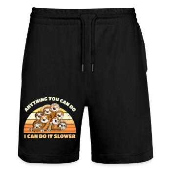 Faultier Haufen Mit Spruch Vintage Retro Cartoon - Stanley/Stella Unisex Bio Joggingshorts Trainer  - Schwarz - Vorne - Nik (191cm) & Marisol (170cm)