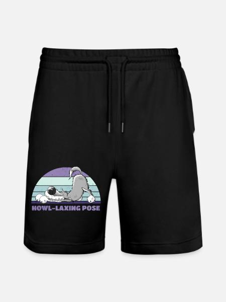 Wolf Yoga Howl-Laxing Pose - Stanley/Stella Trainer Unisex Organic Jogging Shorts - black