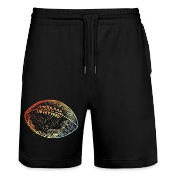 Vintage American Football Ball - Stanley/Stella Unisex Bio Joggingshorts Trainer  - Schwarz - Vorne - Nik (191cm) & Marisol (170cm)