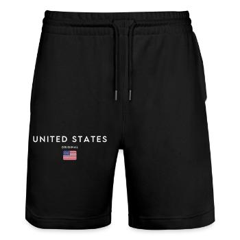 Drapeau des États-Unis - Short de jogging bio TRAINER Stanley/Stella unisexe - noir - Devant - Nik (191cm) & Marisol (170cm)