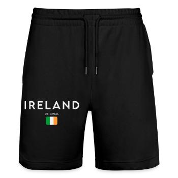 Flagge von Irland, Irish Pride - Stanley/Stella Unisex Bio Joggingshorts Trainer  - Schwarz - Vorne - Nik (191cm) & Marisol (170cm)