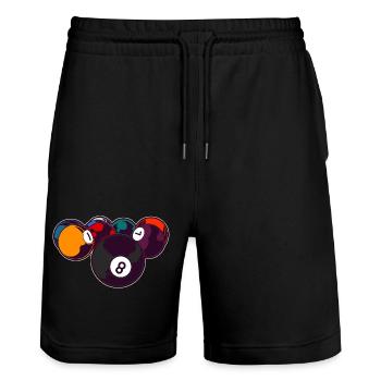 Billiards 8 Ball - Stanley/Stella Trainer Unisex Organic Jogging Shorts - black - Front - Nik (191cm) & Marisol (170cm)