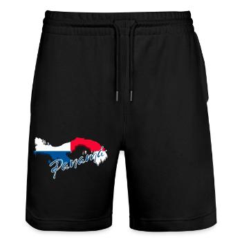 Flagge von Panama, Karte Flagge von Panama - Stanley/Stella Unisex Bio Joggingshorts Trainer  - Schwarz - Vorne - Nik (191cm) & Marisol (170cm)