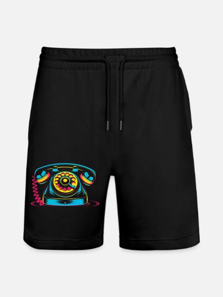 Retro Phone 80s - Stanley/Stella Trainer Unisex Organic Jogging Shorts - black
