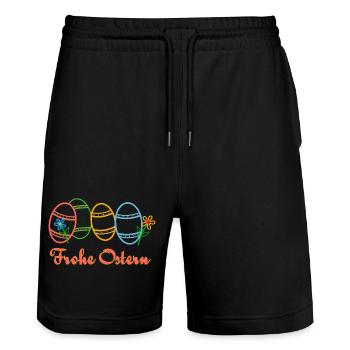 Ostern - Stanley/Stella Unisex Bio Joggingshorts Trainer  - Schwarz - Vorne - Nik (191cm) & Marisol (170cm)