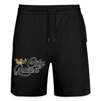 City Queen - Stanley/Stella Unisex Bio Joggingshorts Trainer  - Schwarz - Vorne - Nik (191cm) & Marisol (170cm)