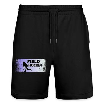Hockey Hockey Girl Field Hockey Hockey Game - Stanley/Stella Trainer Unisex Organic Jogging Shorts - black - Front - Nik (191cm) & Marisol (170cm)