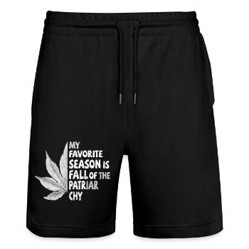 Ma saison préférée est La Chute du Patriarcat - Short de jogging bio TRAINER Stanley/Stella unisexe - noir - Devant - Nik (191cm) & Marisol (170cm)