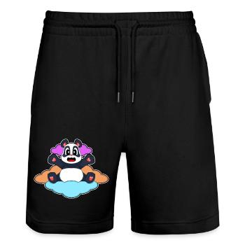 Panda Clouds - Stanley/Stella Trainer Unisex Organic Jogging Shorts - black - Front - Nik (191cm) & Marisol (170cm)