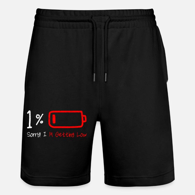 Minimalistische Batteriewarn-Illustration - Stanley/Stella Unisex Bio Joggingshorts Trainer  - Schwarz