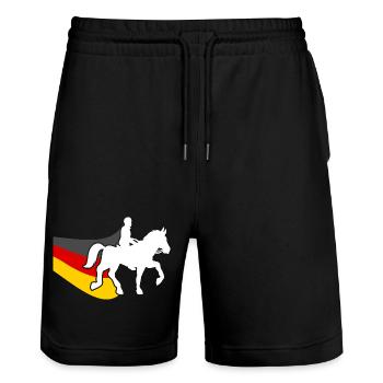 Monter à cheval avec le drapeau de l’Allemagne - Short de jogging bio TRAINER Stanley/Stella unisexe - noir - Devant - Nik (191cm) & Marisol (170cm)