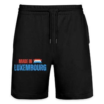 Made in Luxembourg, Luxembourg pride - Stanley/Stella Trainer Unisex Organic Jogging Shorts - black - Front - Nik (191cm) & Marisol (170cm)