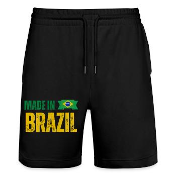 Made in Brazil, brasilianischer Stolz - Stanley/Stella Unisex Bio Joggingshorts Trainer  - Schwarz - Vorne - Nik (191cm) & Marisol (170cm)