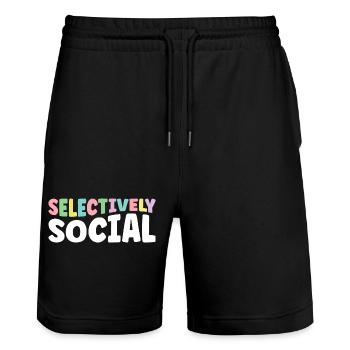 Dictons sociaux sélectifs pour les introvertis - Short de jogging bio TRAINER Stanley/Stella unisexe - noir - Devant - Nik (191cm) & Marisol (170cm)