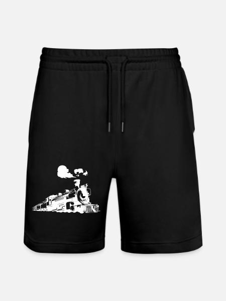 Steam locomotive - Stanley/Stella Trainer Unisex Organic Jogging Shorts - black