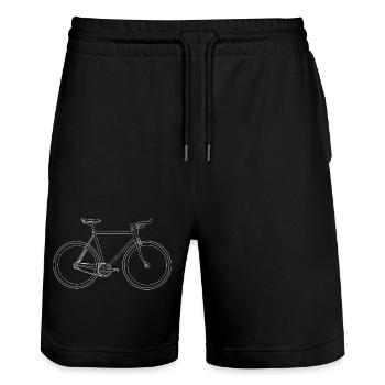 Minimal Bicycle Line Art - Stanley/Stella Trainer Unisex Organic Jogging Shorts - black - Front - Nik (191cm) & Marisol (170cm)