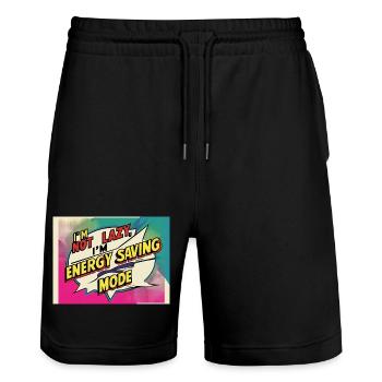 I'm not lazy, I'm in power saving mode - Stanley/Stella Trainer Unisex Organic Jogging Shorts - black - Front - Nik (191cm) & Marisol (170cm)
