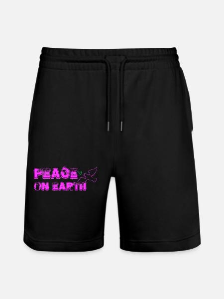 Peace on Earth with Bird pink - Stanley/Stella Trainer Unisex Organic Jogging Shorts - black