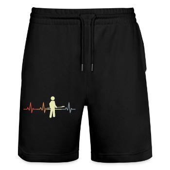 Bäcker Strichfiguren Herzklopfen - Stanley/Stella Unisex Bio Joggingshorts Trainer  - Schwarz - Vorne - Nik (191cm) & Marisol (170cm)