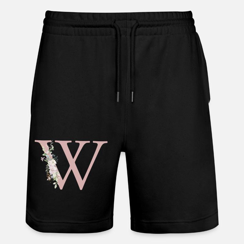 W Monogramm, Floral, personalisierbar - Stanley/Stella Unisex Bio Joggingshorts Trainer  - Schwarz
